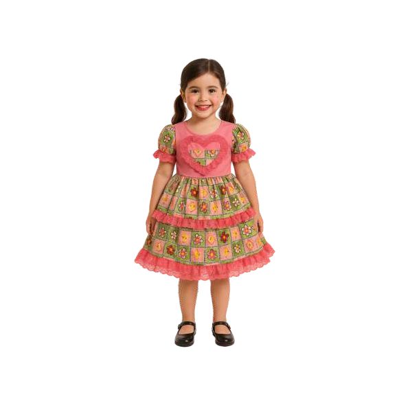 Vestido Coração Amarelo - Festa Junina