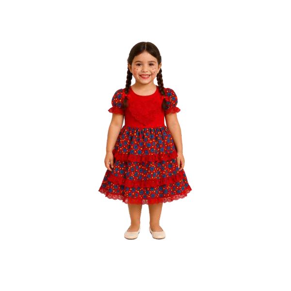 Vestido Coração Rosa - Festa Junina